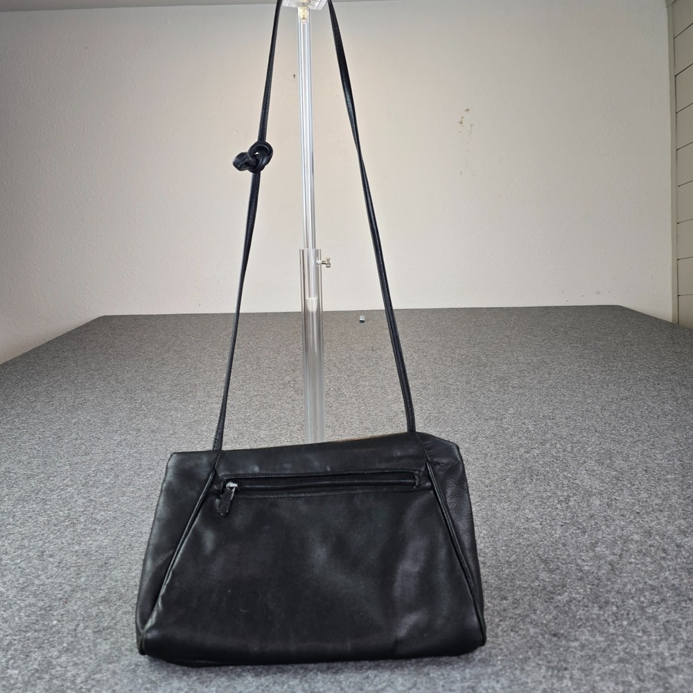 Vintage TJW By Mervyns Women's Handbag Core Black Genuine Leather Crossbody Bag
